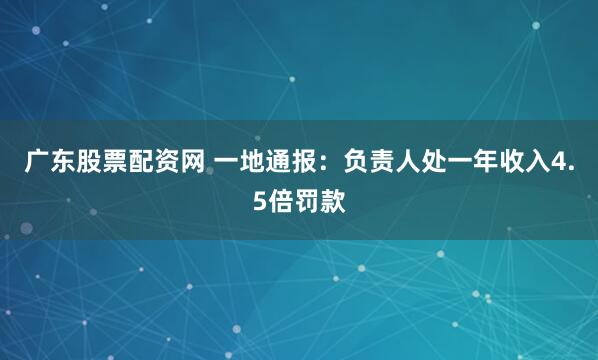 广东股票配资网 一地通报：负责人处一年收入4.5倍罚款